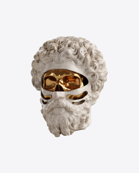 Head Sculpture with Golden Details PNG