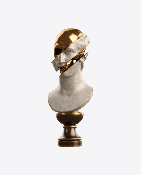 Bust of Woman with Golden Details PNG