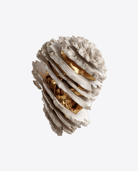 Head Sculpture with Golden Details PNG