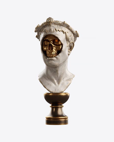 Bust of Man with Golden Details PNG