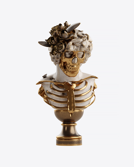 Bust of Man with Golden Details PNG