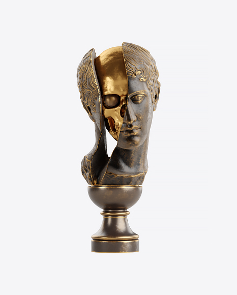 Bust of Man with Golden Details PNG