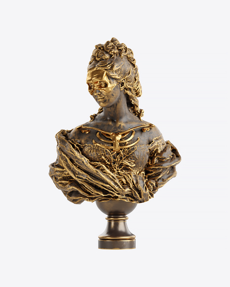 Bust of Woman with Golden Details PNG
