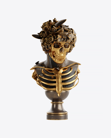 Bust of Man with Golden Details PNG