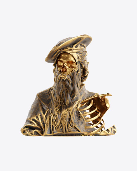 Bust of Man with Golden Details PNG