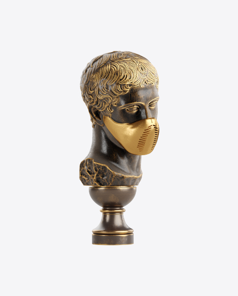 Bust of Man with Golden Details PNG