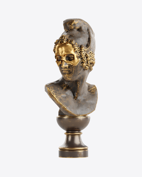 Bust of Man with Golden Details PNG