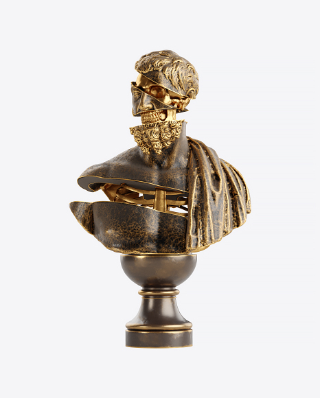Bust of Man with Golden Details PNG