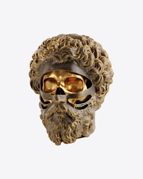 Head Sculpture with Golden Details PNG