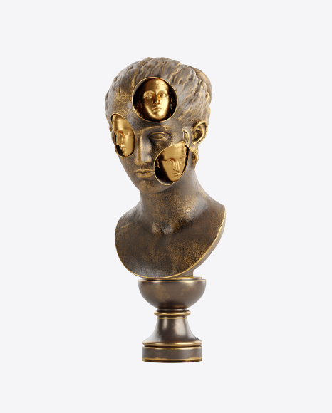 Bust of Woman with Golden Details PNG