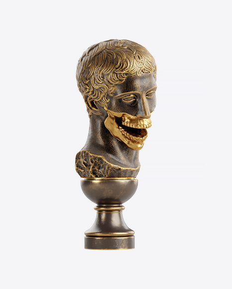 Bust of Man with Golden Details PNG