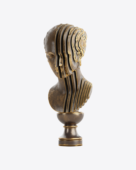 Bust of Woman with Golden Details PNG