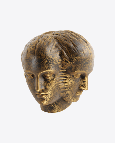 Two-Faced Female Head Sculpture PNG