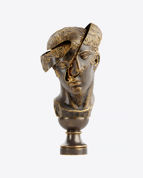 Bust of Man with Golden Details PNG