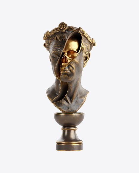 Bust of Man with Golden Details PNG