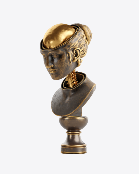 Bust of Woman with Golden Details PNG