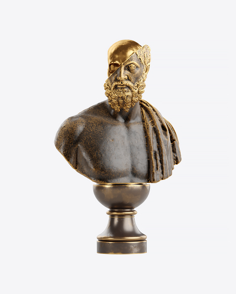 Bust of Man with Golden Details PNG