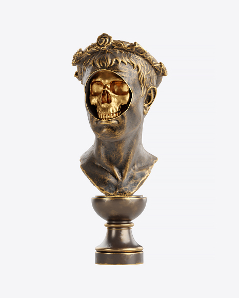 Bust of Man with Golden Details PNG