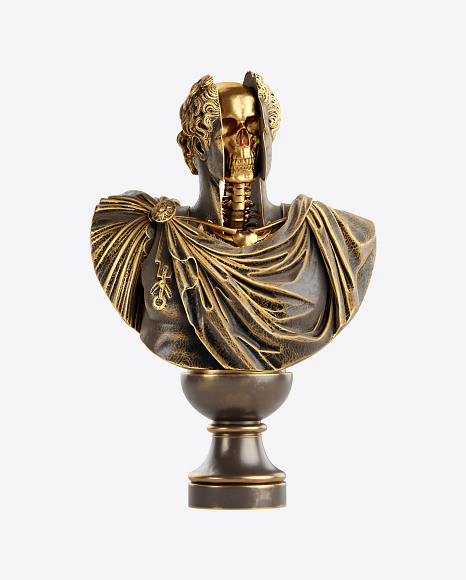 Bust of Man with Golden Details PNG