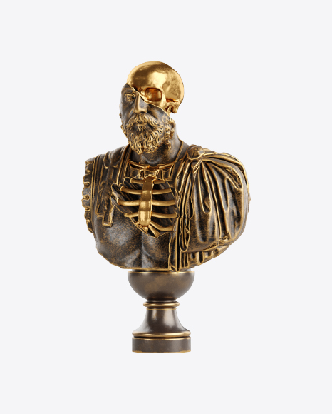 Bust of Man with Golden Details PNG