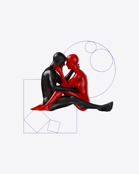 Abstract Set with Man and Woman Body PNG