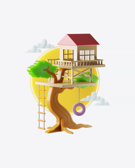 Abstract Tree House Set PNG