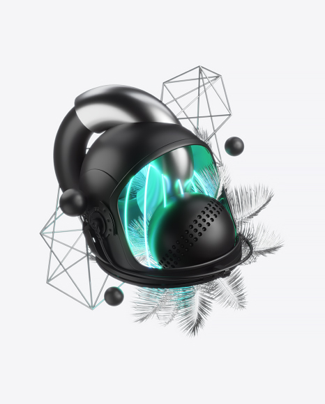 Abstract Set with Space Helmet PNG
