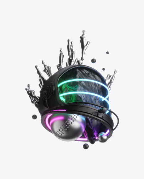 Abstract Set with Space Helmet PNG