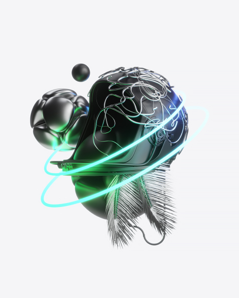 Abstract Set with Space Helmet PNG