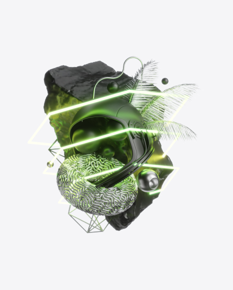 Abstract Set with Space Helmet PNG