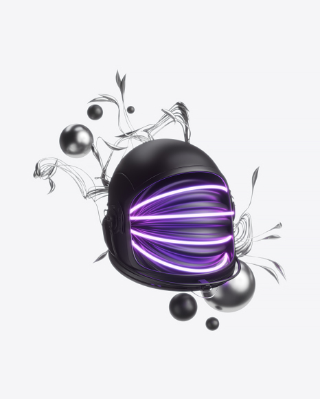 Abstract Set with Space Helmet PNG