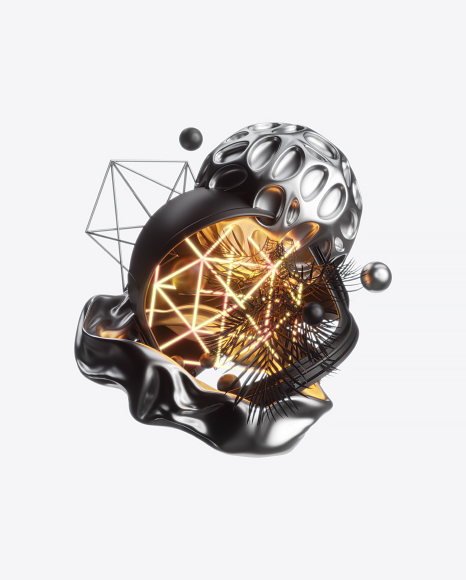 Abstract Set with Space Helmet PNG