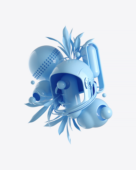 Abstract Set with Space Helmet PNG