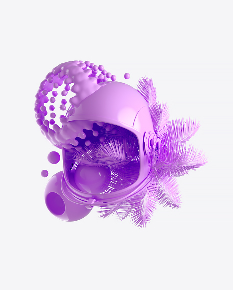 Abstract Set with Space Helmet PNG