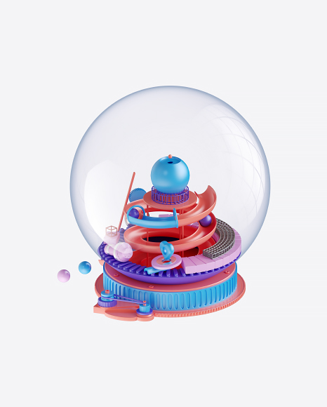 Glass Sphere w/ Abstract Shapes