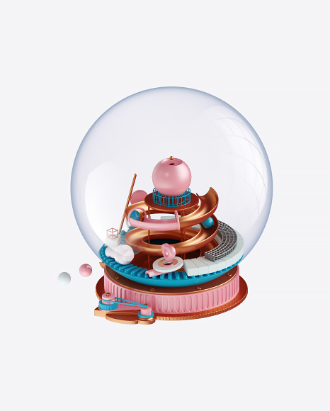 Glass Sphere w/ Abstract Shapes